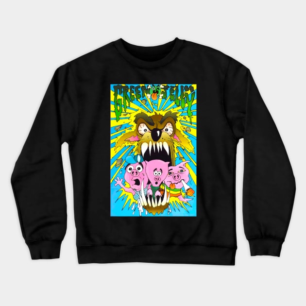 Three Little Pigs - Green Jelly Crewneck Sweatshirt by media319